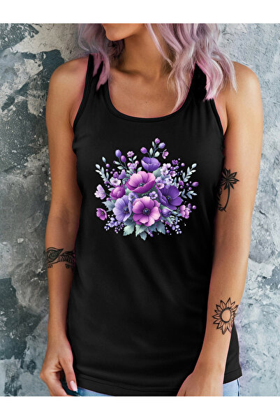 mercoledi Feather Flower Printed Women's Hollow Out Neckline Swimmer T-Shirt ...