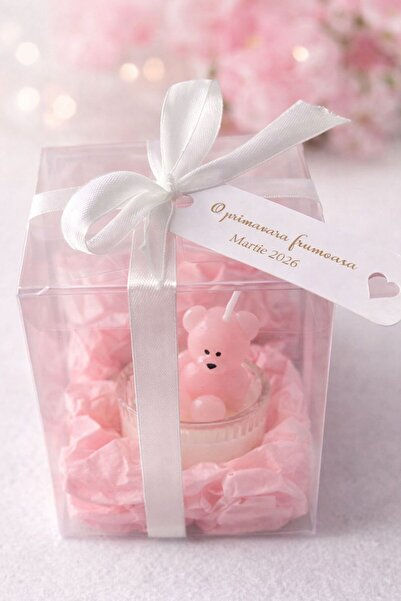 OEM Handmade Decorative Candle Pink Teddy Bear in Elegant Gift Box, Martisor ...