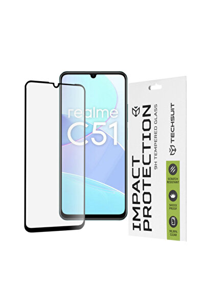 Techsuit Realme C51 111D Sticlă completă cu adeziv complet, neagră