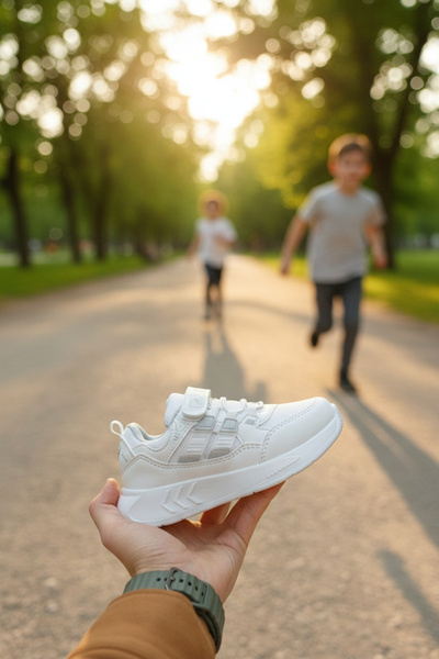 enoch Boys' Multi-Panel Velcro and Flexible Lace-Up Casual Sports Shoes