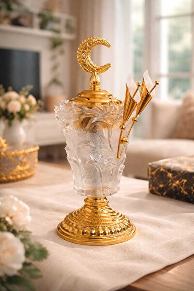 Banum Luxury Lux Elektirikli Altin Renkli Cam Tütsülük