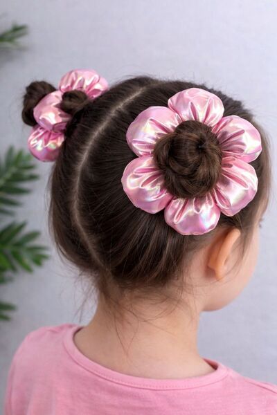 EMKSHOP Parlak Pofuduk Papatya Lastik Toka Metalik Renk Topuz Tokası