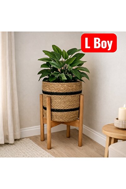 ADA Ahşap oyma ve çerçevecilik Standlı Hasır Saksı