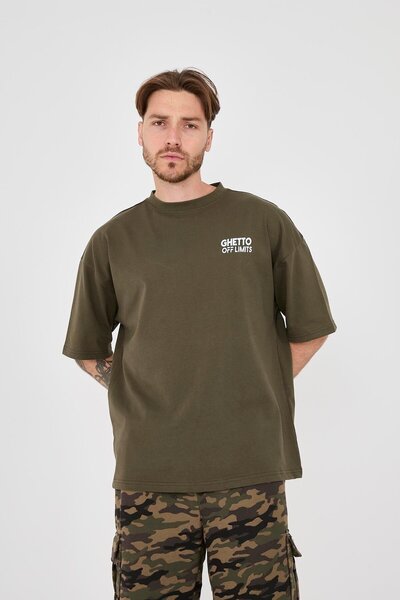 Ghetto off limits Назад Велика футболка Big G з принтом темно-зеленого кольору