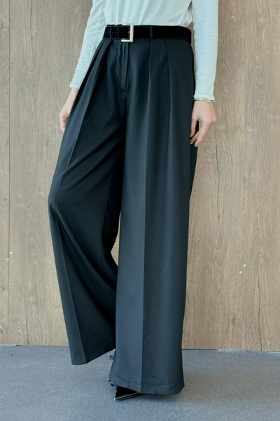 Hazamoda Arda Palazzo Belted Trousers Black