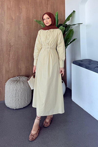 Hazamoda Nuket Buckle Detailed Dress Yellow