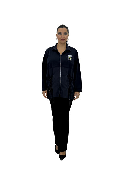 Planet Large Size Cotton Zippered Pocket Sports Women's Sweatshirt