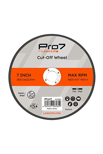Lawazim Pro7 (7 Inch) Metal Cutting Disc 3 Piece - 180x1.6x22.2mm Cut Off Wheel