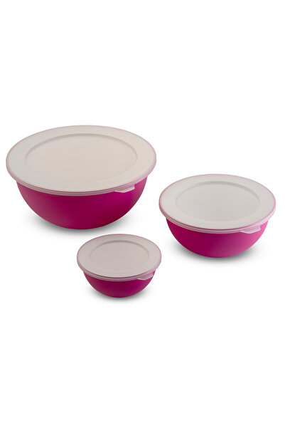 Omada Set of 3 Bowls with lid 3.5L+1.7L+0.5L - SanaLiving - Fuchsia