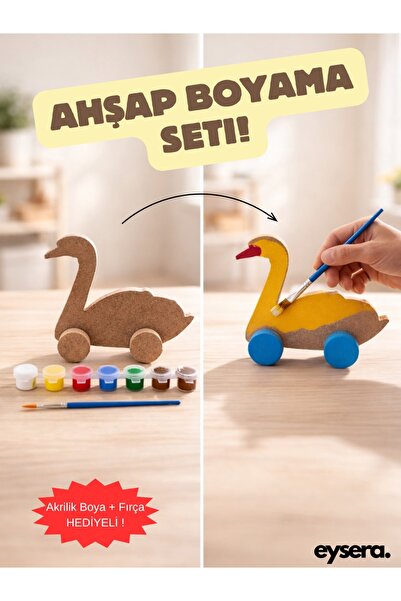 eysera Ahşap Kugu Boyama Seti – Çocuk Aktivite & Hobi Oyuncağı, Boya ve Fırça...