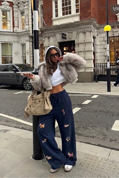 Noi Belis Embroidered Barrel Fit Knitted Sweatpants Ss26Ea0001