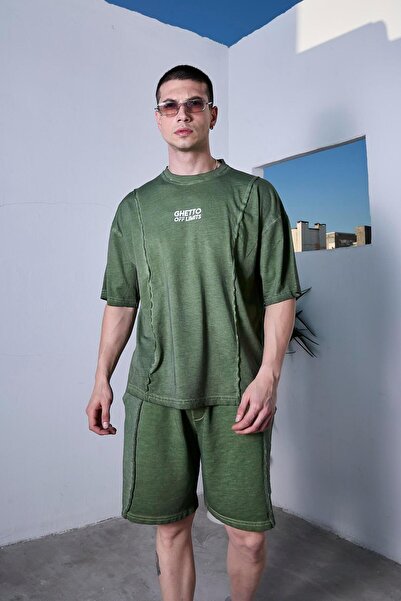 Ghetto off limits Оливкова двостороння футболка