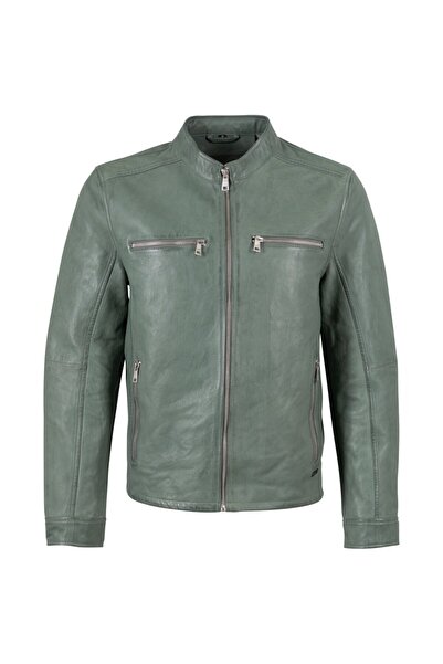 mauritius Men's Green Leather Jacket MMBounto