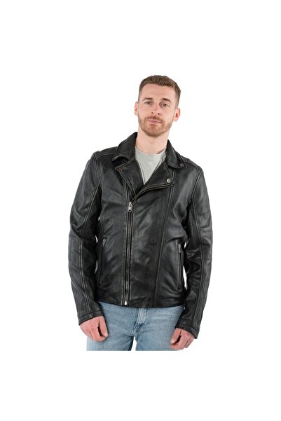 mauritius Men's Black Vintage Leather Jacket MMLario