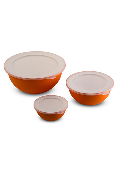 Omada Set of 3 Bowls with lid 3.5L+1.7L+0.5L - SanaLiving - Orange