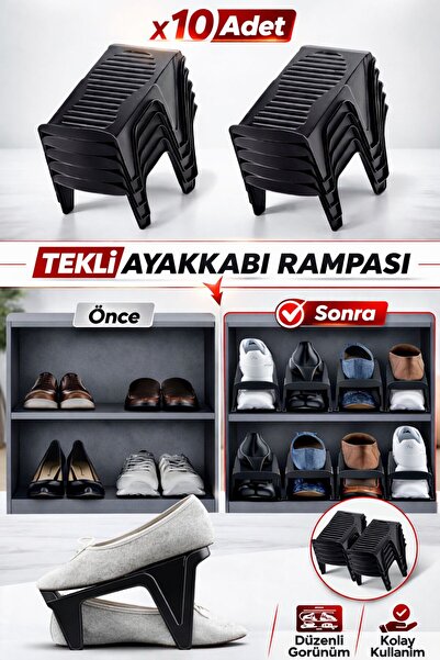 Funny Life 10 Single Shoe Ramps - Closet Organizer Odorless Organizer