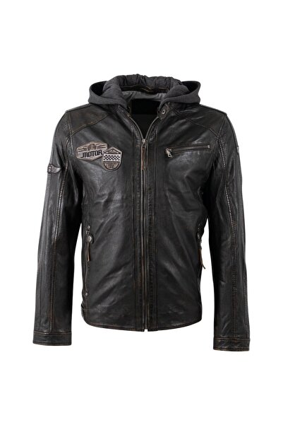 mauritius Men's Black Vintage Leather Jacket MMDezimus