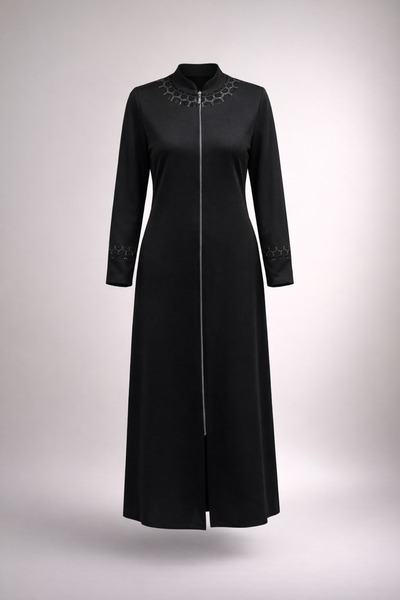 HESNA Pardesă neagră de sezon Pınar pentru femei, mărime mare