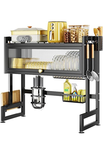 M SMART 3-layer over the sink dish drying rack space saving organizer with li...