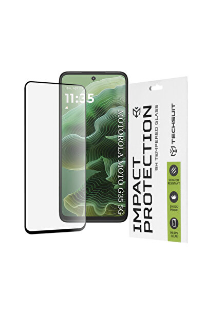 Techsuit Sticlă completă cu adeziv Motorola Moto G35 111D, neagră
