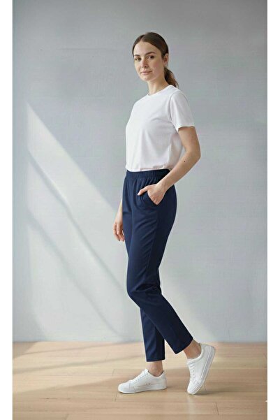 NevaMar Flat Carrot Pants with Elastic Waist