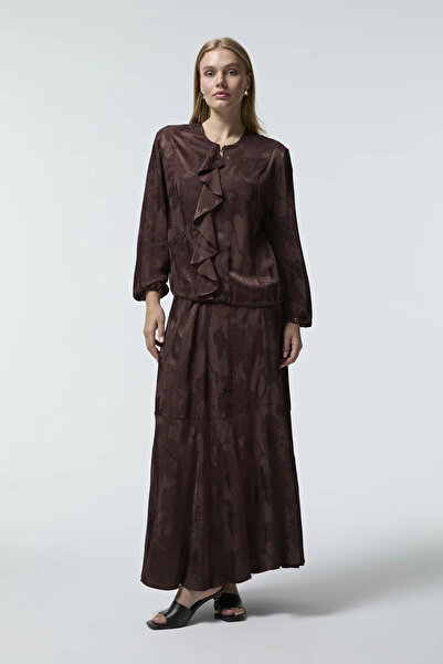 Zühre Desen Detaylı Kahve Etekli Takım 1767