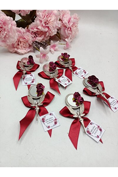 ZEKAAVM Melek Ayna Beyaz Çiçekli Magnet Söz, Nişan, Düğün, Nikah, Mevlüt Hedi...