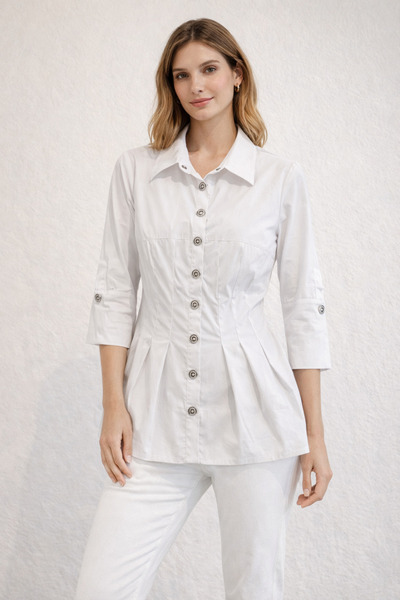 AYHAN قميص قطني بتفاصيل مطوية