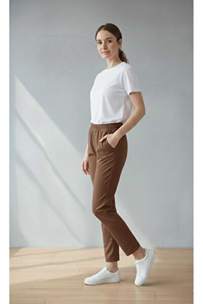 NevaMar Flat Carrot Pants with Elastic Waist