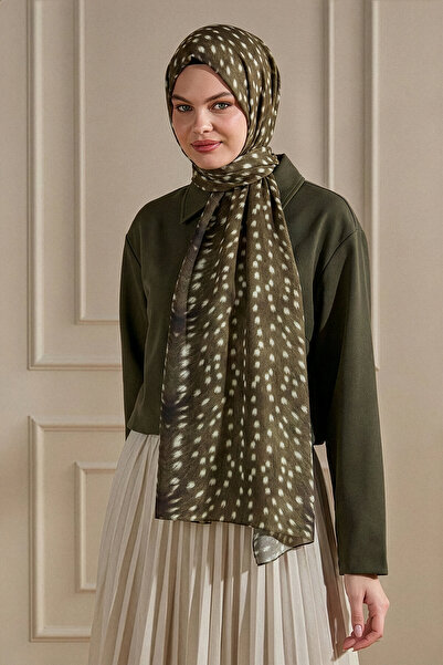 SilkTouch Açık Kahve Bambi Desen Bordürsüz Kraş Şal Model 2