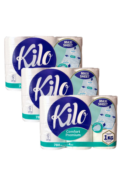 kilo Pachet Promo 3 x Hartie igienica 4 straturi 6 role/set,
