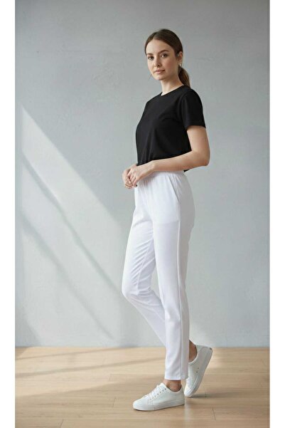 NevaMar Flat Carrot Pants with Elastic Waist