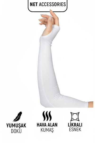 Net Tekstil Îmbrăcăminte de rugăciune pentru femei, albă, cu mâneci, din lycra și bumbac pieptănat, cu design împletit.