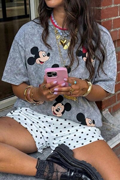 Noi Belis Periv Oversize kroj Detaljan otisak kalupa Pleteno T-shirt SS26TS0011