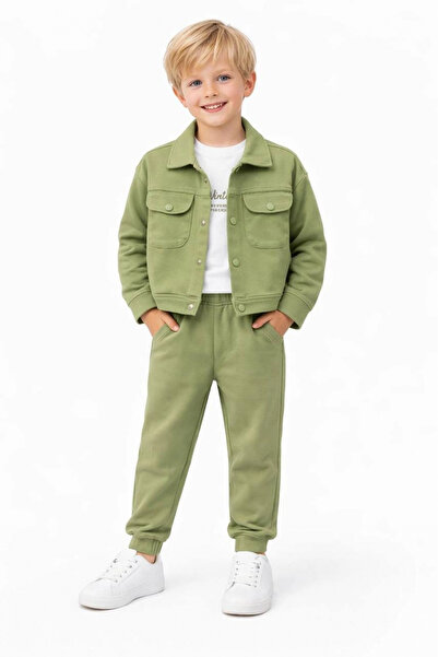 Kidmark Çocuk Modası Boy's Green Seersucker 3-Piece Set