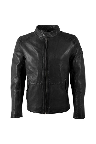 mauritius Men's Black Leather Jacket MMBaydo