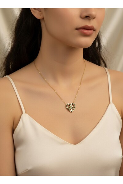 Multi JEWEL قلادة من الفولاذ على شكل شجرة الحياة مع حجر أسود