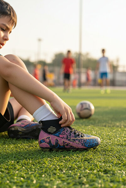 enoch Erkek Çocuk Bilek Destekli Grafik Desenli Çivili Futbol Kramponu