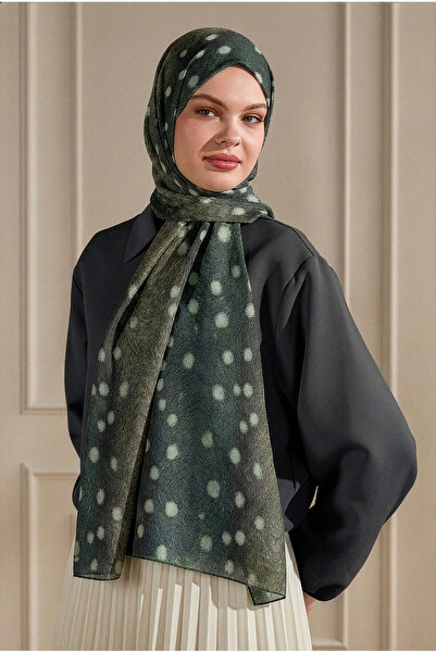 SilkTouch شال كراش بنمط بامبي الأخضر بدون حواف