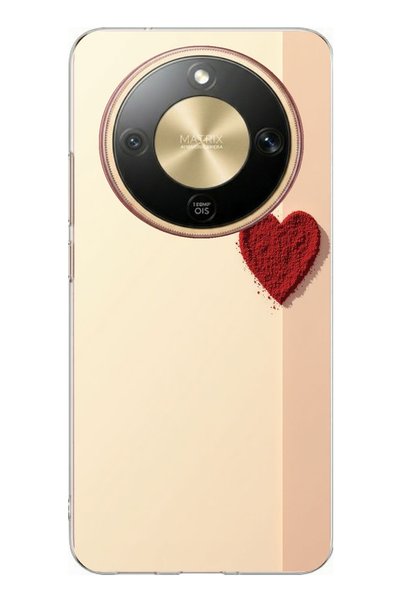 TechTree Honor Magic 8 Lite Compatible Cream Background Red Heart Printed Sil...