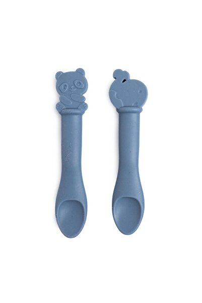 MATMEL مجموعة ملاعق سيليكون من بوددي، 2 قطعة، بتصميم الباندا والحوت الأزرق (5...