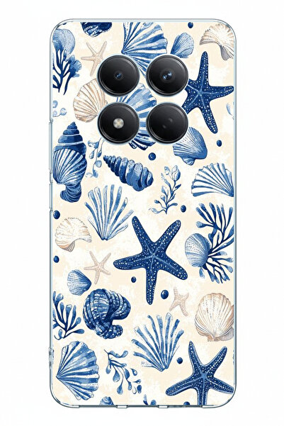 TechTree حافظة سيليكون مطبوعة بنمط صدفة البحر الزرقاء ونجمة مطبوعة متوافقة مع...