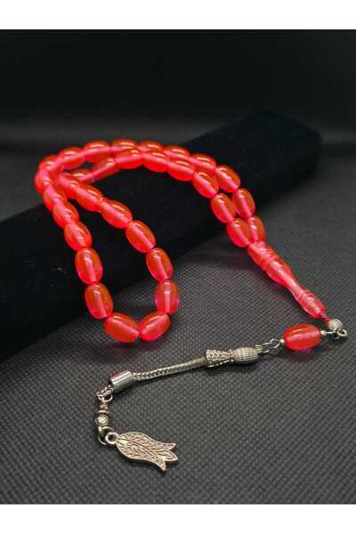 sarıyer silver Airplane Glass Rosary with Pink Color Steel Tulip Figure and T...