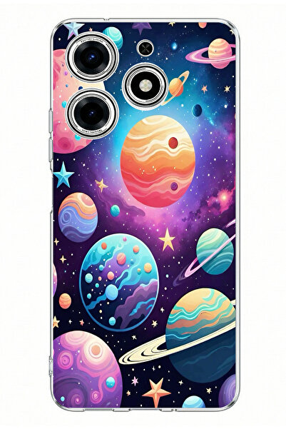 TechTree حافظة سيليكون مطبوعة بنمط الفضاء والكوكب والنجمة متوافقة مع هاتف تكن...