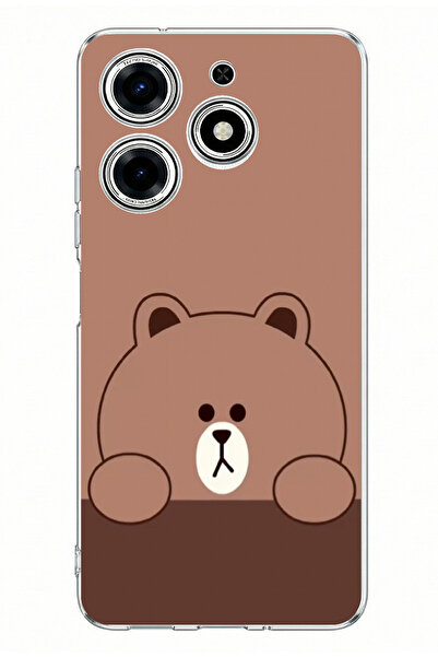 TechTree حافظة سيليكون مطبوعة بتصميم الدب البني متوافقة مع هاتف Tecno Spark 1...