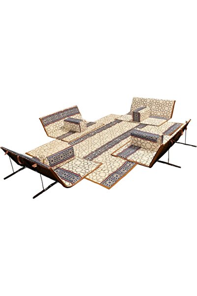 Biki 9-piece camping floor mattress set with 4 cushions and 4 fabric floor ch...