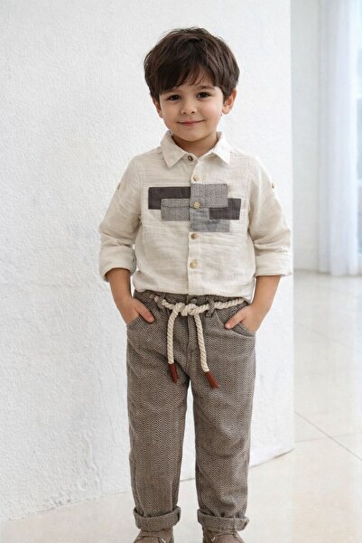 Ugly Duck CĂMAȘĂ DE MUSELINĂ ȘI PANTALONI CU CUREA, SET DUBLU PENTRU 3-8 ANI ...