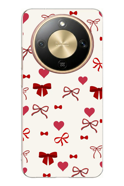 TechTree حافظة سيليكون متوافقة مع هاتف Honor Magic 8 Lite مطبوعة بتصميم قلب و...