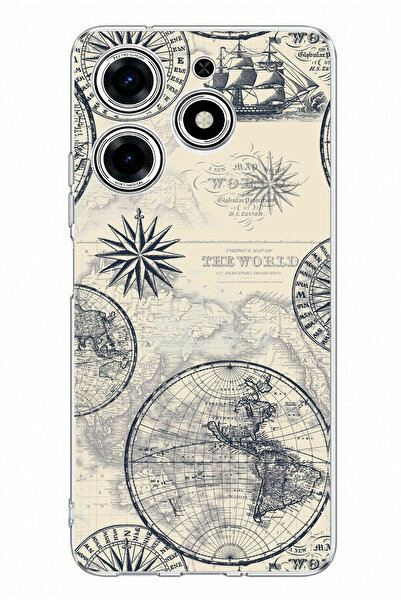 TechTree Tecno Spark 10 Pro Compatible Vintage World Map and Compass Printed ...