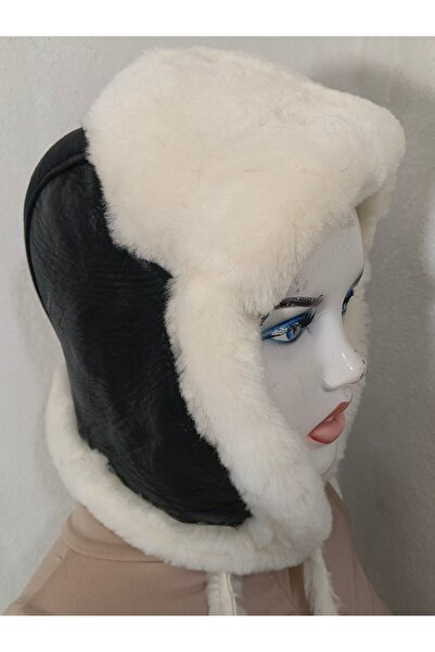 hoaryage Καπέλο πιλότου Usanka από γνήσιο δέρμα αρνιού με αυτιά 100% Sheepskin